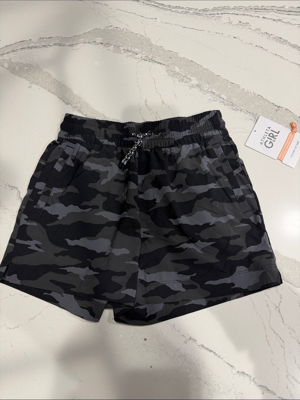 Athleta Girl Camouflage Play More 3” Short in Black & Gray- Lg & XL